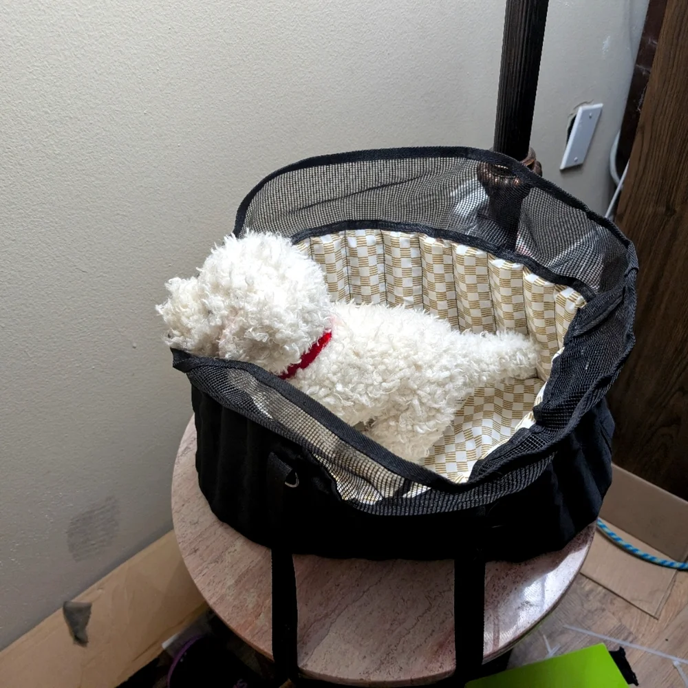 Stylish ADORABLE Dog Carrier, Soft Sided, Light Brown Checkered LV Pattern